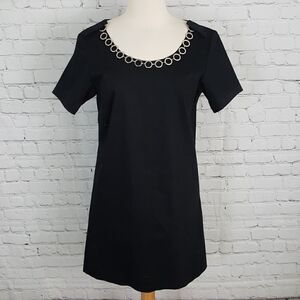 PINK TARTAN 𝅺Black Short Sleeve Satin Dress sz 6